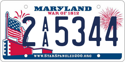 MD license plate 2AA5344