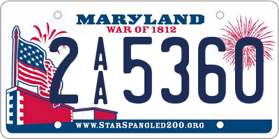 MD license plate 2AA5360