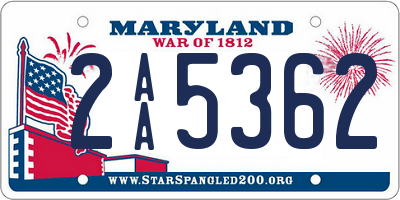 MD license plate 2AA5362