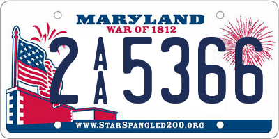 MD license plate 2AA5366