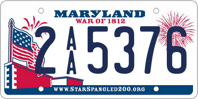 MD license plate 2AA5376