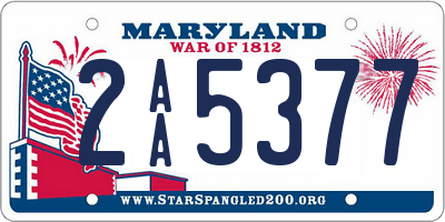 MD license plate 2AA5377