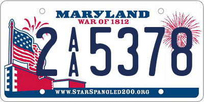 MD license plate 2AA5378