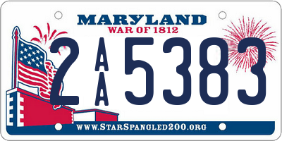 MD license plate 2AA5383