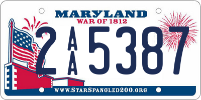 MD license plate 2AA5387