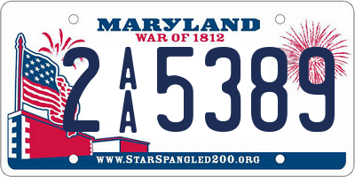 MD license plate 2AA5389