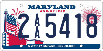 MD license plate 2AA5418