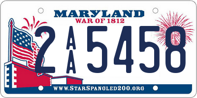 MD license plate 2AA5458