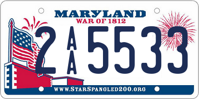 MD license plate 2AA5533