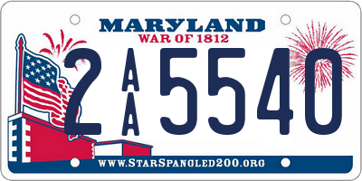 MD license plate 2AA5540