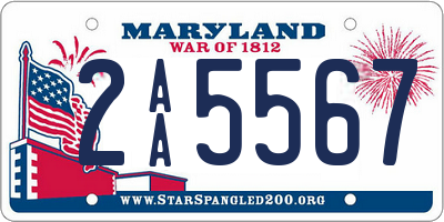 MD license plate 2AA5567