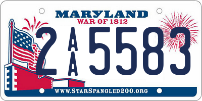 MD license plate 2AA5583