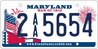 MD license plate 2AA5654