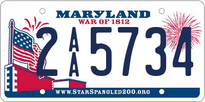 MD license plate 2AA5734