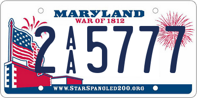 MD license plate 2AA5777