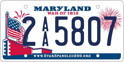 MD license plate 2AA5807