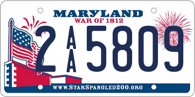 MD license plate 2AA5809