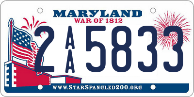 MD license plate 2AA5833