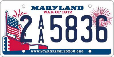 MD license plate 2AA5836