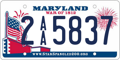 MD license plate 2AA5837