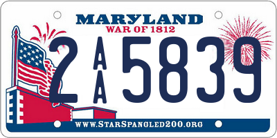 MD license plate 2AA5839