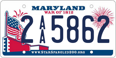 MD license plate 2AA5862