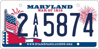 MD license plate 2AA5874