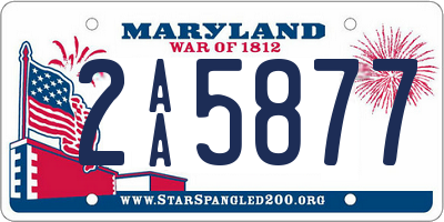 MD license plate 2AA5877