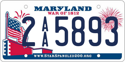 MD license plate 2AA5893