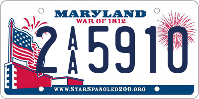 MD license plate 2AA5910