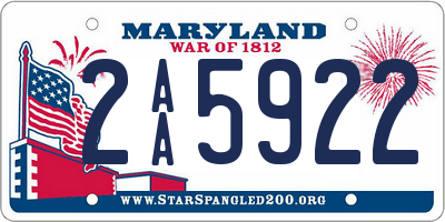 MD license plate 2AA5922