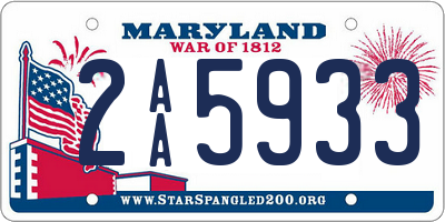 MD license plate 2AA5933