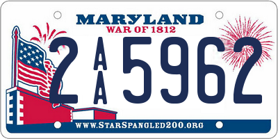 MD license plate 2AA5962