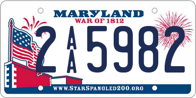 MD license plate 2AA5982