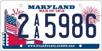 MD license plate 2AA5986