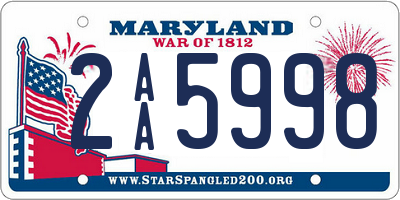 MD license plate 2AA5998