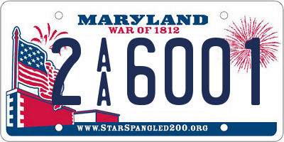 MD license plate 2AA6001