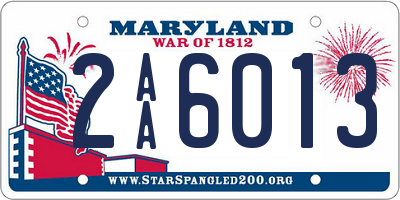 MD license plate 2AA6013