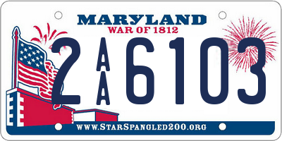 MD license plate 2AA6103
