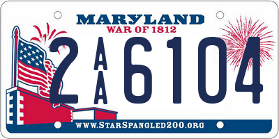 MD license plate 2AA6104