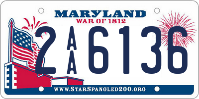 MD license plate 2AA6136