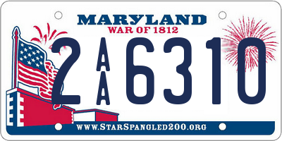 MD license plate 2AA6310