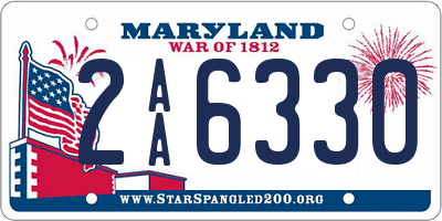 MD license plate 2AA6330