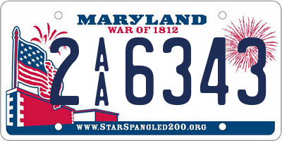 MD license plate 2AA6343