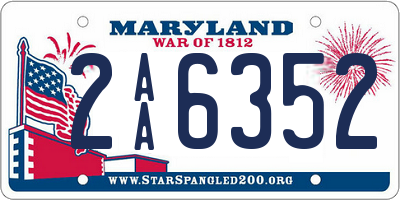 MD license plate 2AA6352