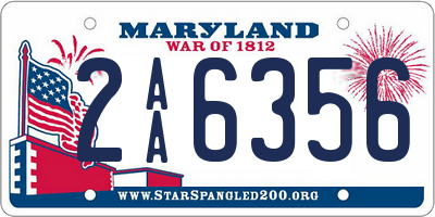 MD license plate 2AA6356