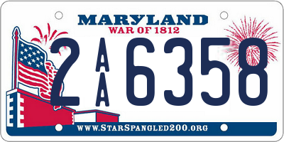 MD license plate 2AA6358