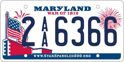 MD license plate 2AA6366
