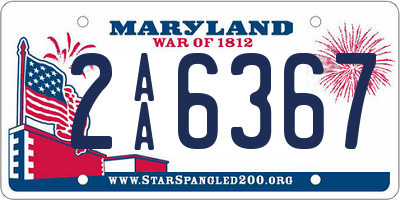 MD license plate 2AA6367