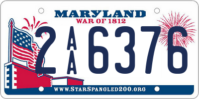 MD license plate 2AA6376